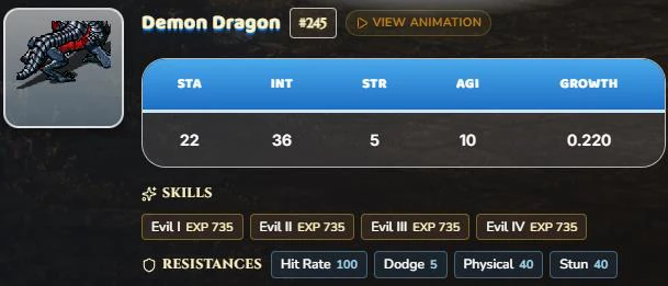 Demon Dragon stats